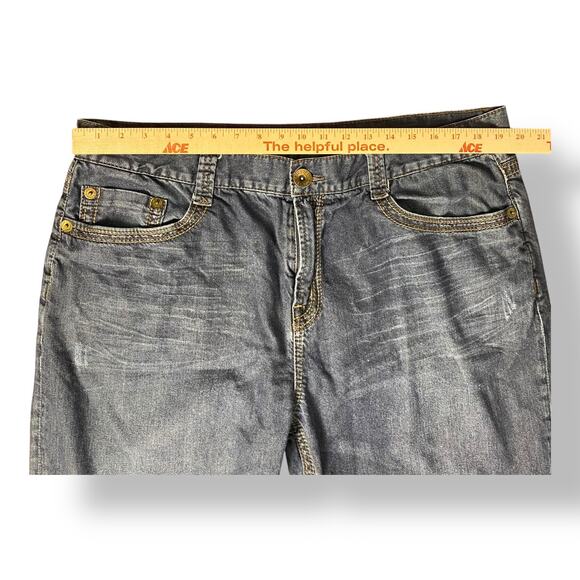 Seven7 Jeans Men’s 40 Straight Fit Blue Denim Medium Wash Whiskered Distressed‎ - Picture 7 of 13